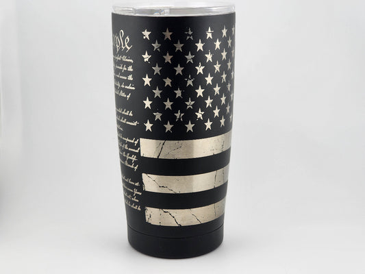 18.5oz stainless steel tumbler engraved with 'We The People' and American flag design