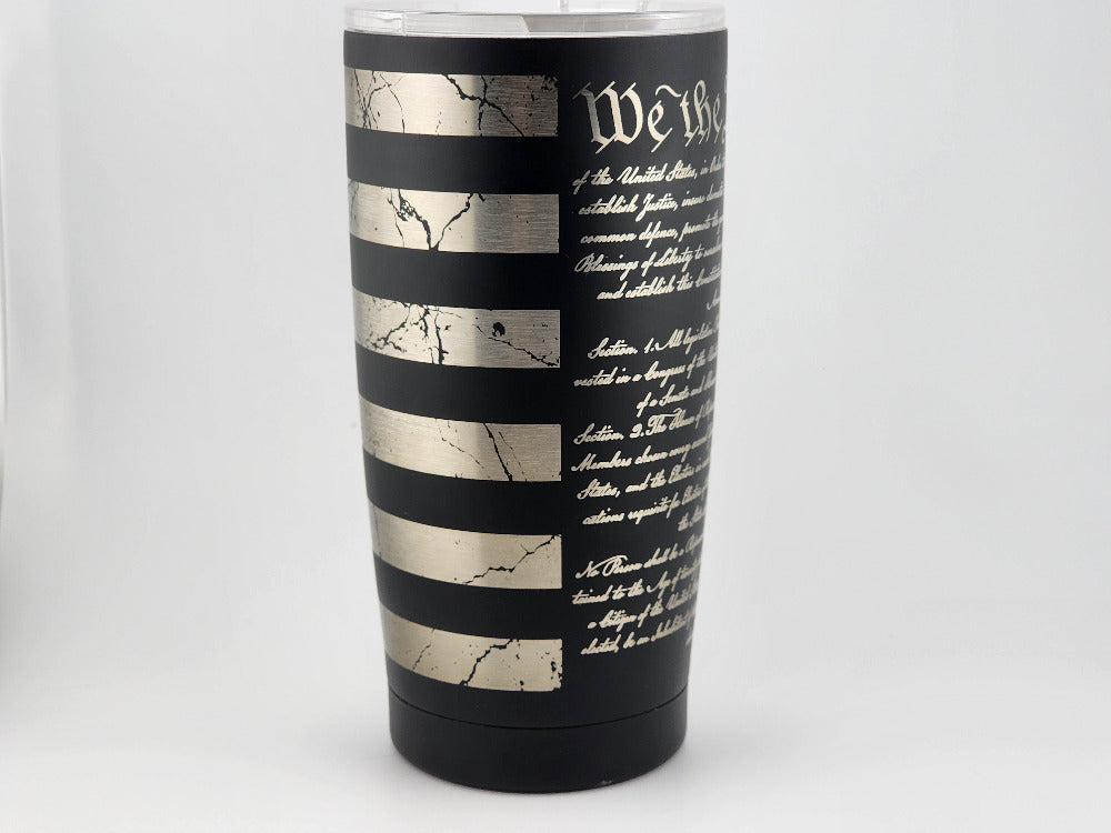 18.5oz stainless steel tumbler engraved with 'We The People' and American flag design