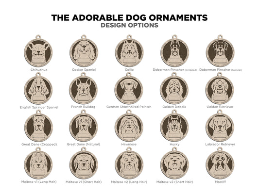 Adorable Dog Breed Ornaments (No Icons)