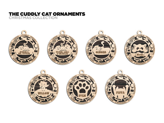 Cuddy Cat Ornament With Icons